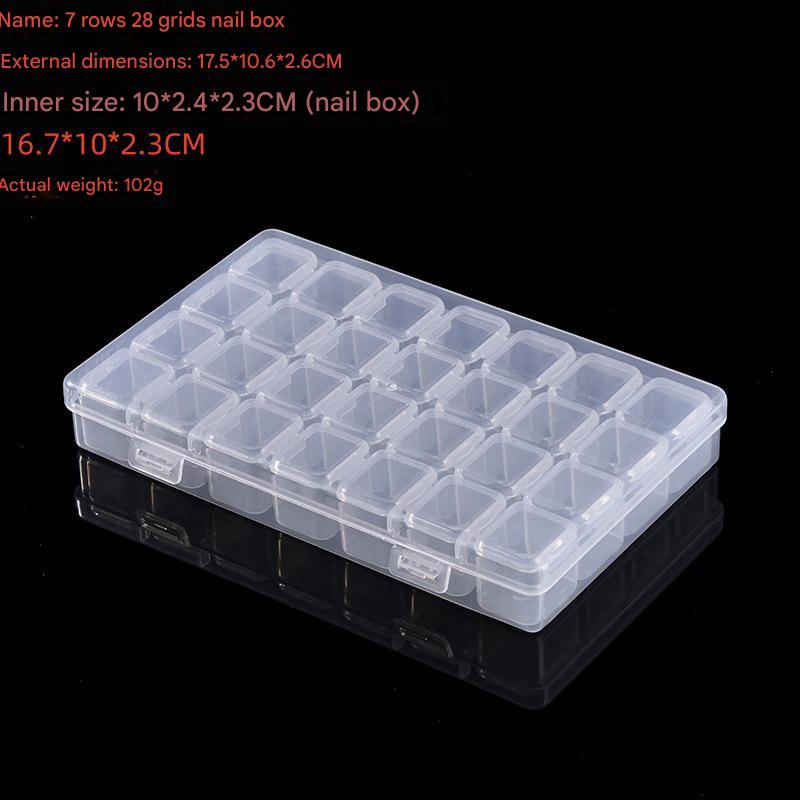 7 rows of 28 grid manicure box 17.5*10.6*2.6CM