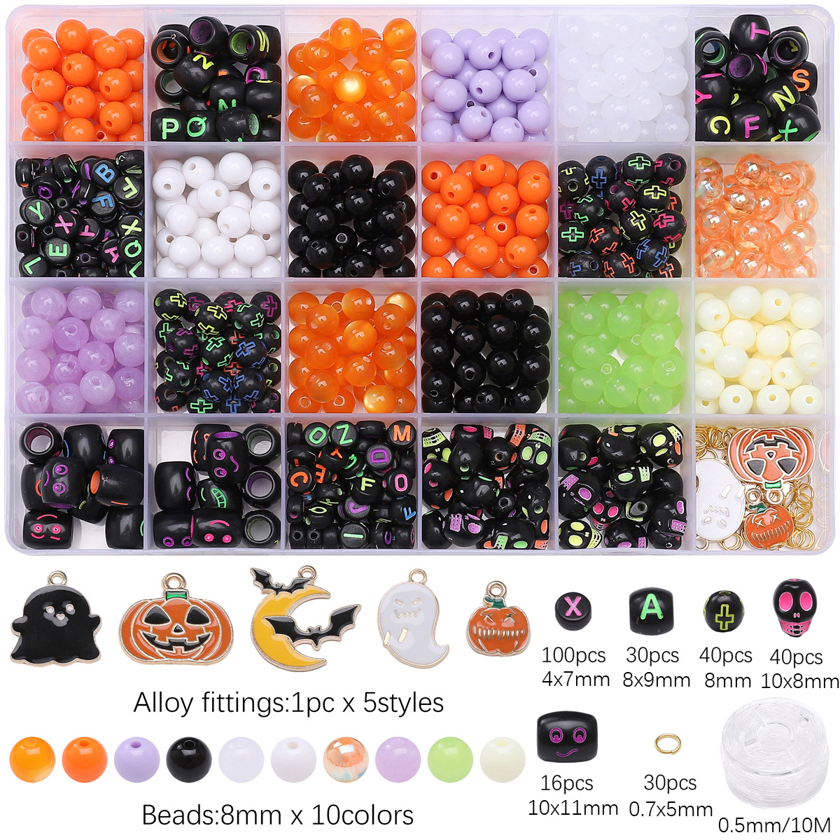 24 Boxed Acrylic Halloween Alloy Accessories suit About 520 pcs/box