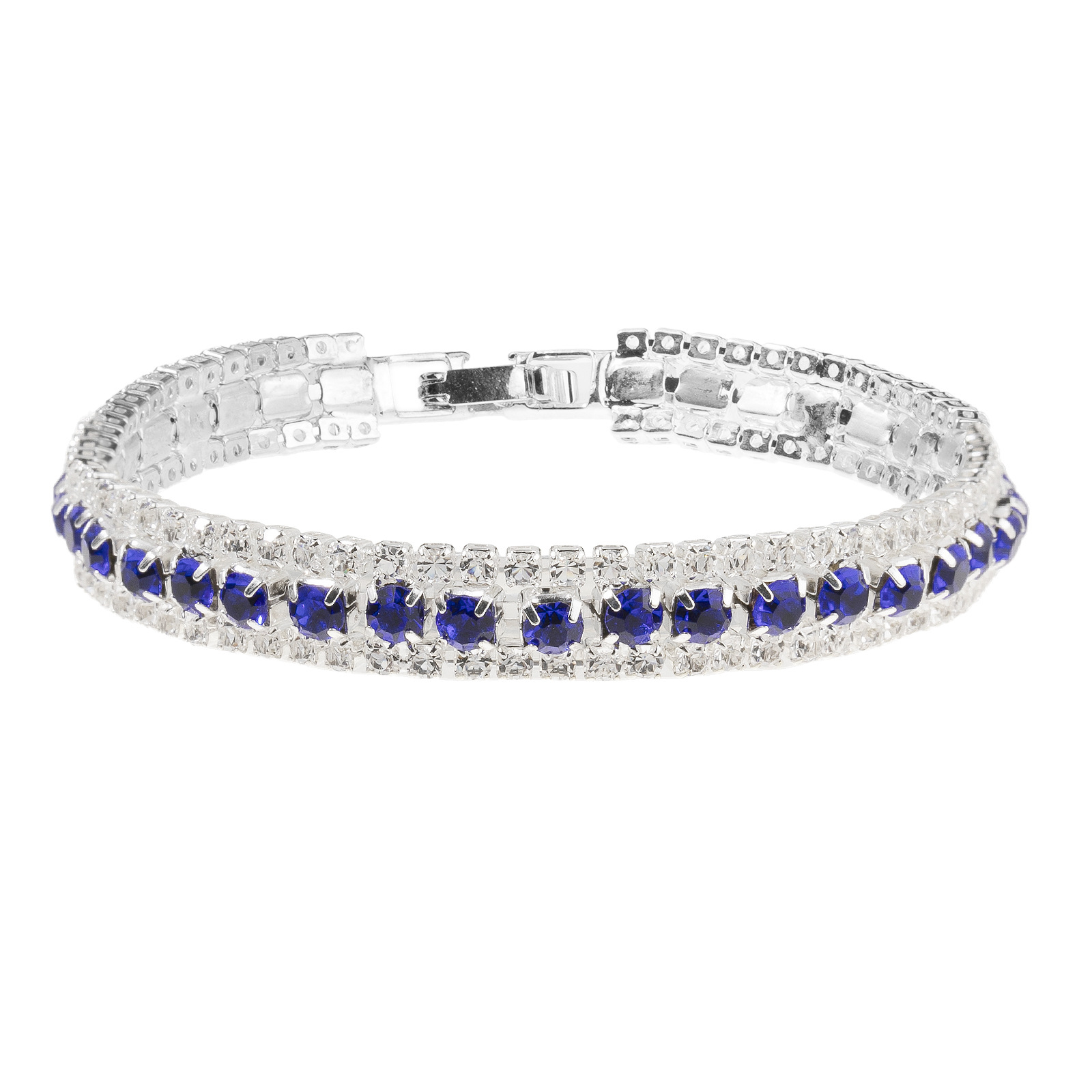 Silver sapphire rhinestone