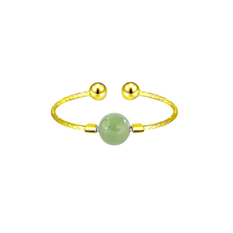 Yellow gold 1 Hetian jade ring