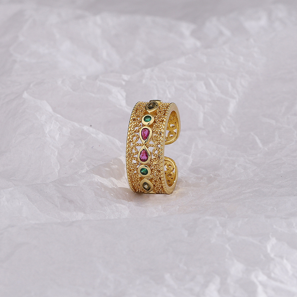 Gold Lace Color Zirconium Ring