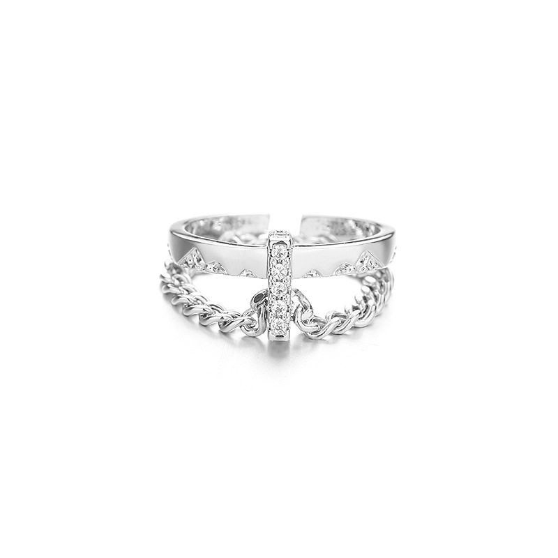 Cross chain ring (White Gold)