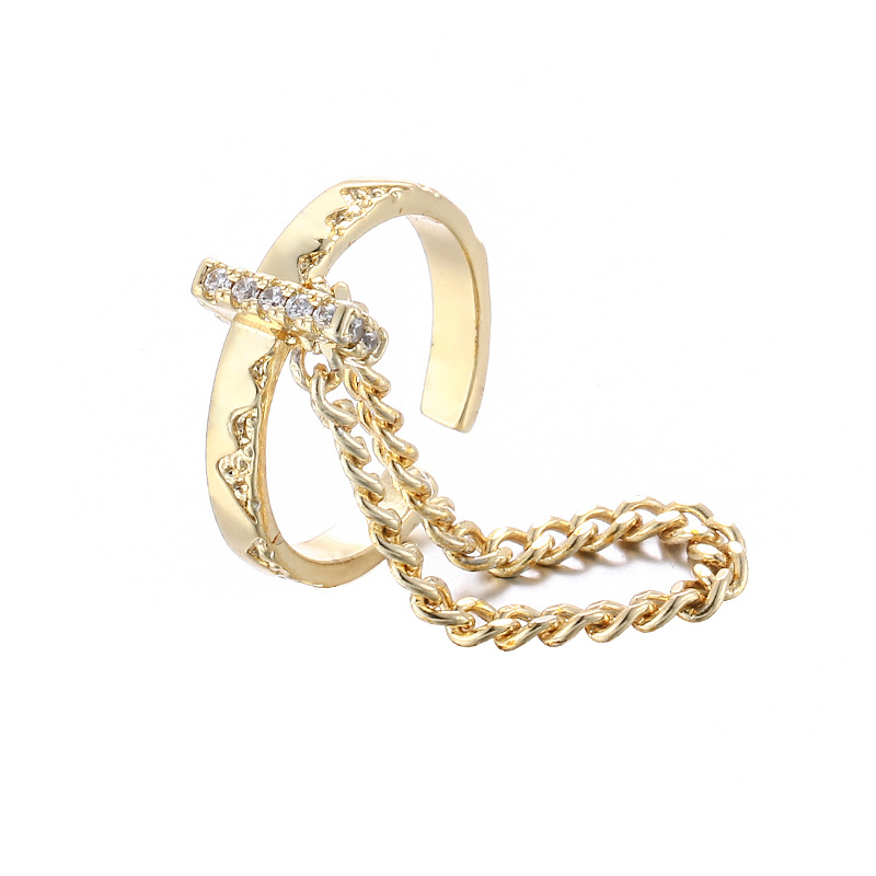 Cross Chain Ring (Gold)