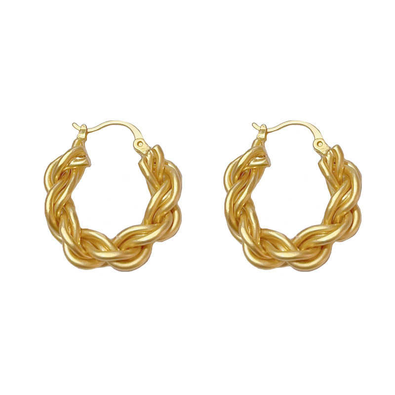 Gold-metal style twisted earrings (thick real gold plating)