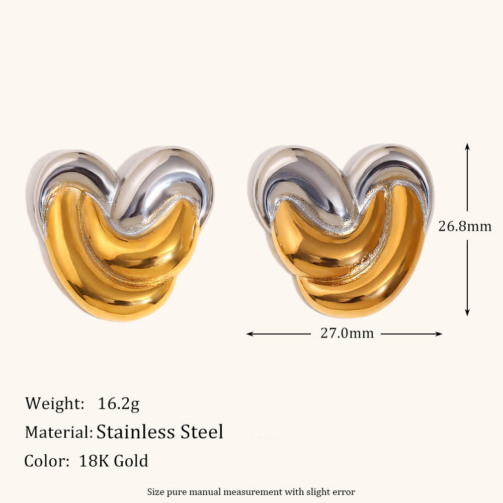 Two-color wrapped love earrings-two-color