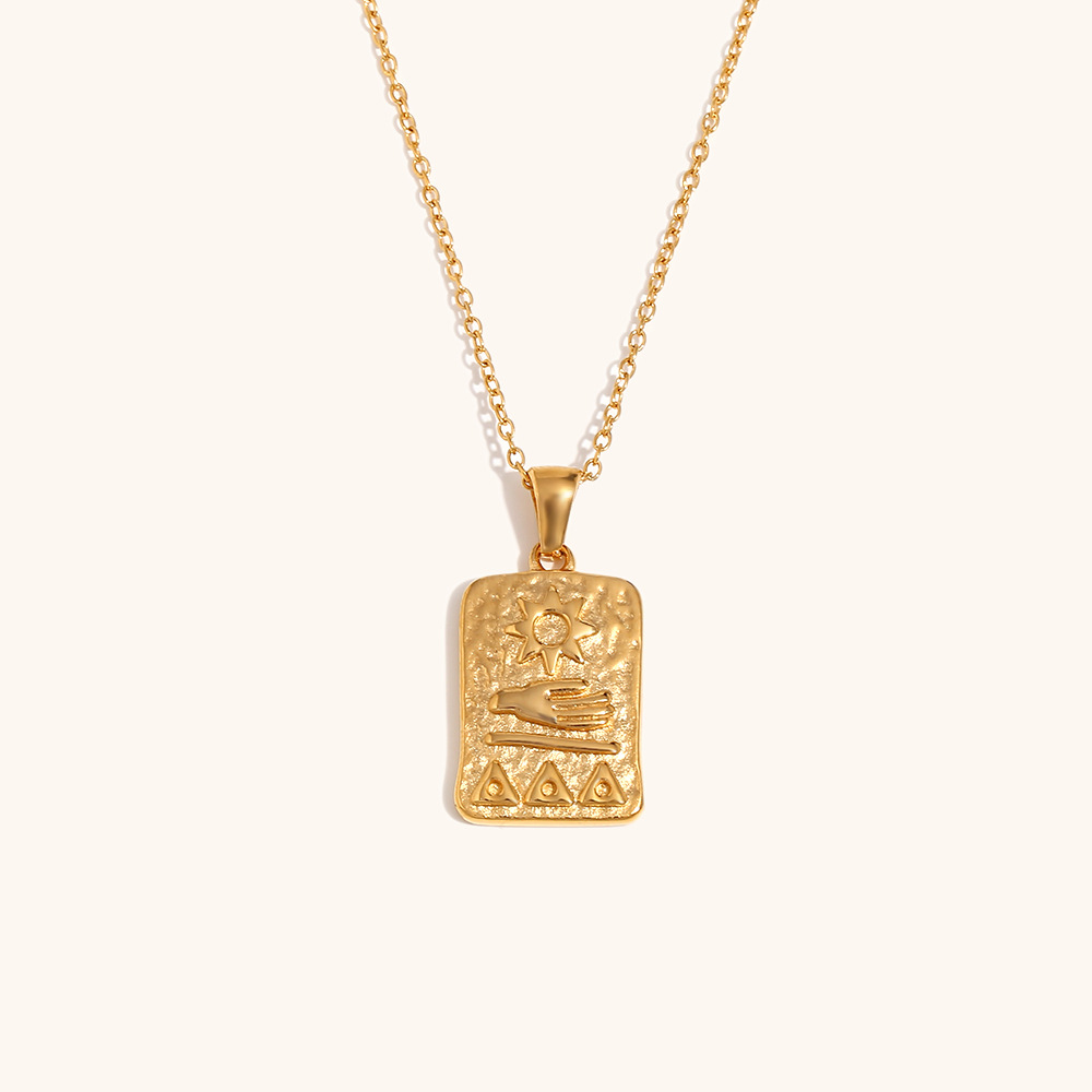 Sun square pendant necklace-gold