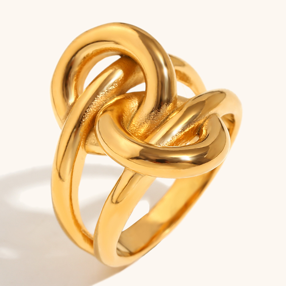 Double layer knotted wrap ring-gold