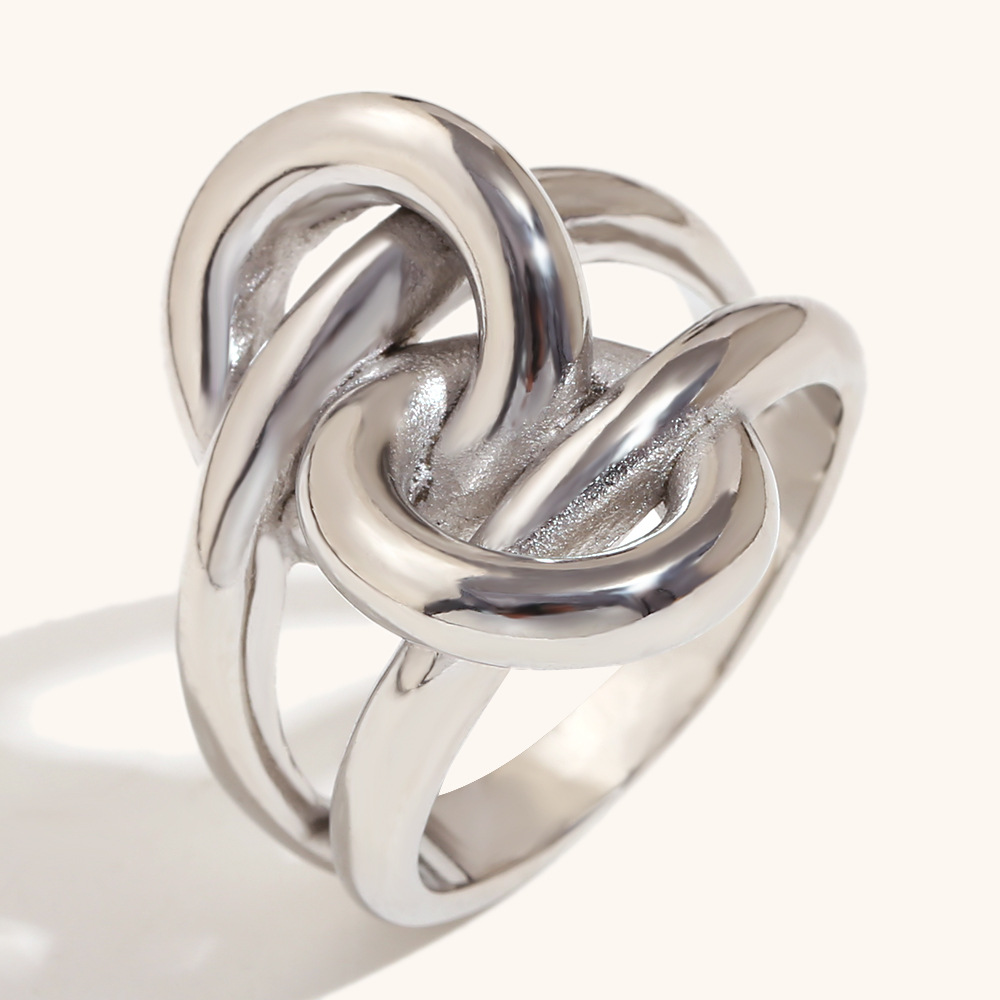 Double layer knotted wrap ring-steel color