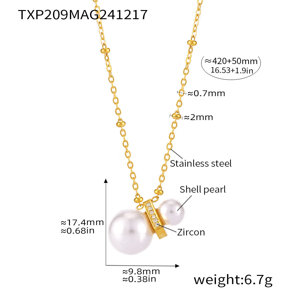 Txp209-golden imitation pearl pendant necklace