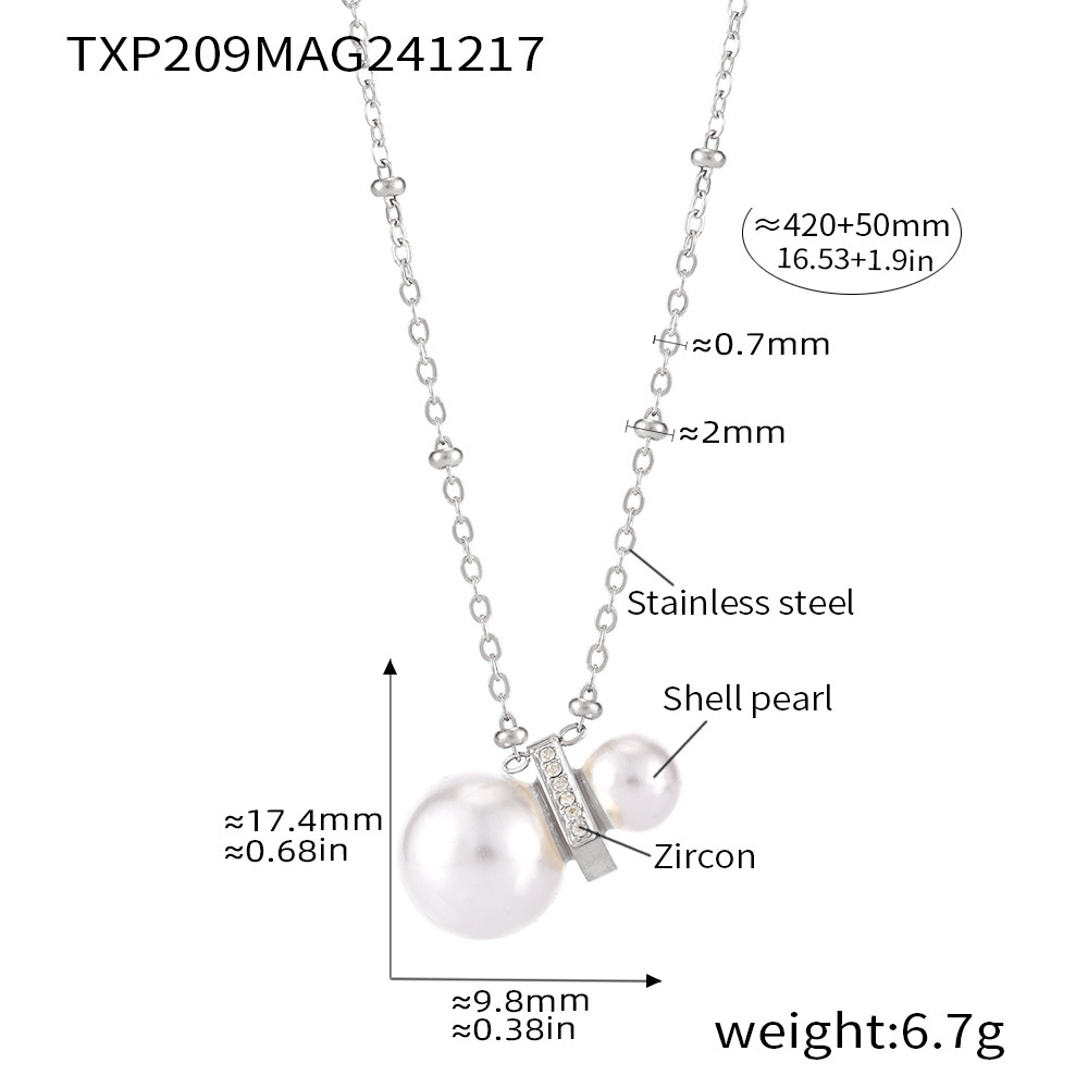 Txp209-steel color imitation pearl pendant necklace