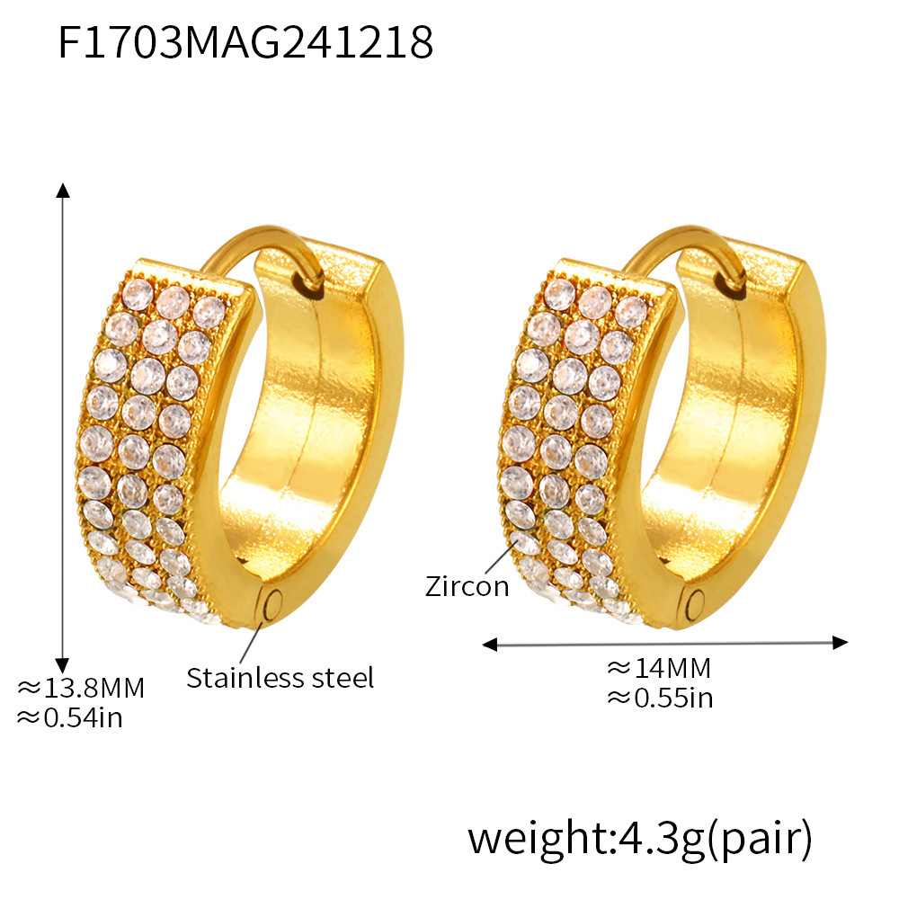 F1703-gold white zircon earrings