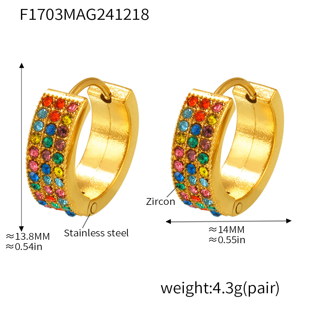 F1703-gold mixed color zircon earrings