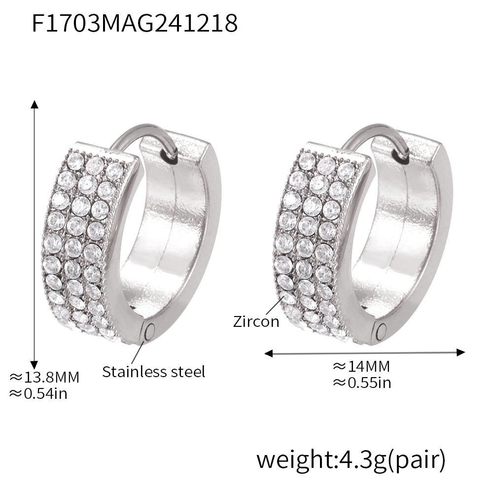 F1703-steel color white zircon earrings