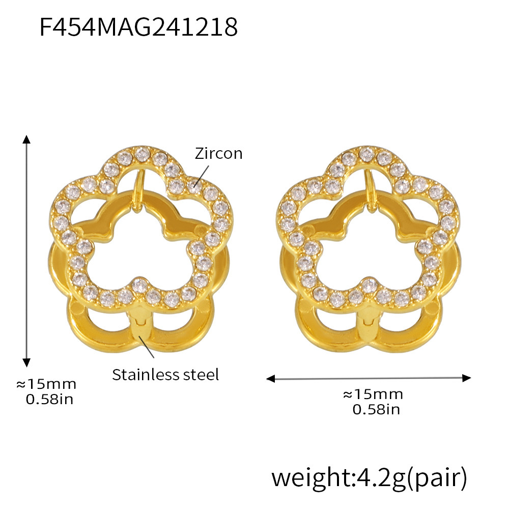 F454-gold zircon earrings