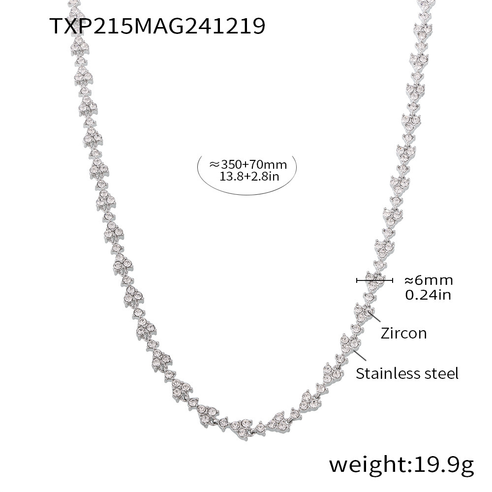 Txp215-steel color white zircon necklace