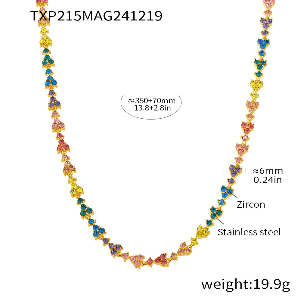 Txp215-gold mixed color zircon necklace