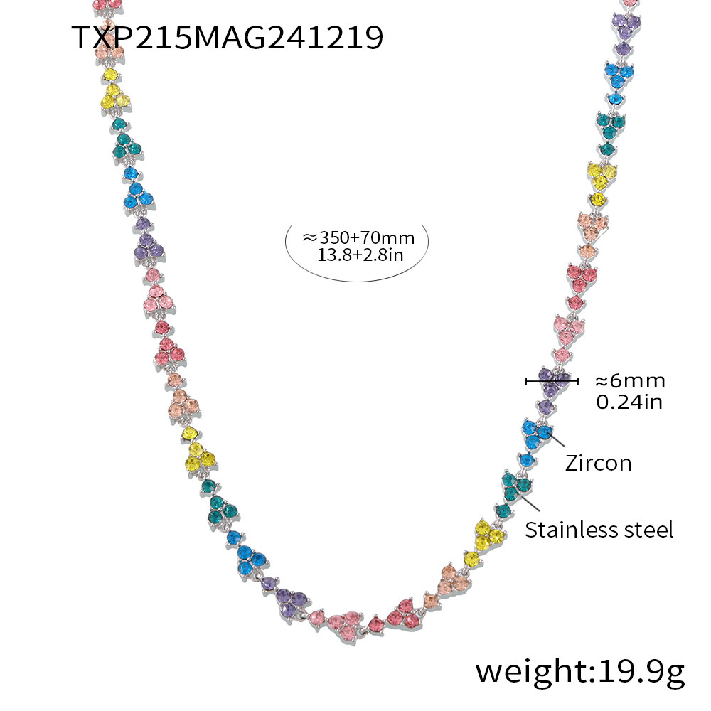 Txp215-steel color mixed color zircon necklace