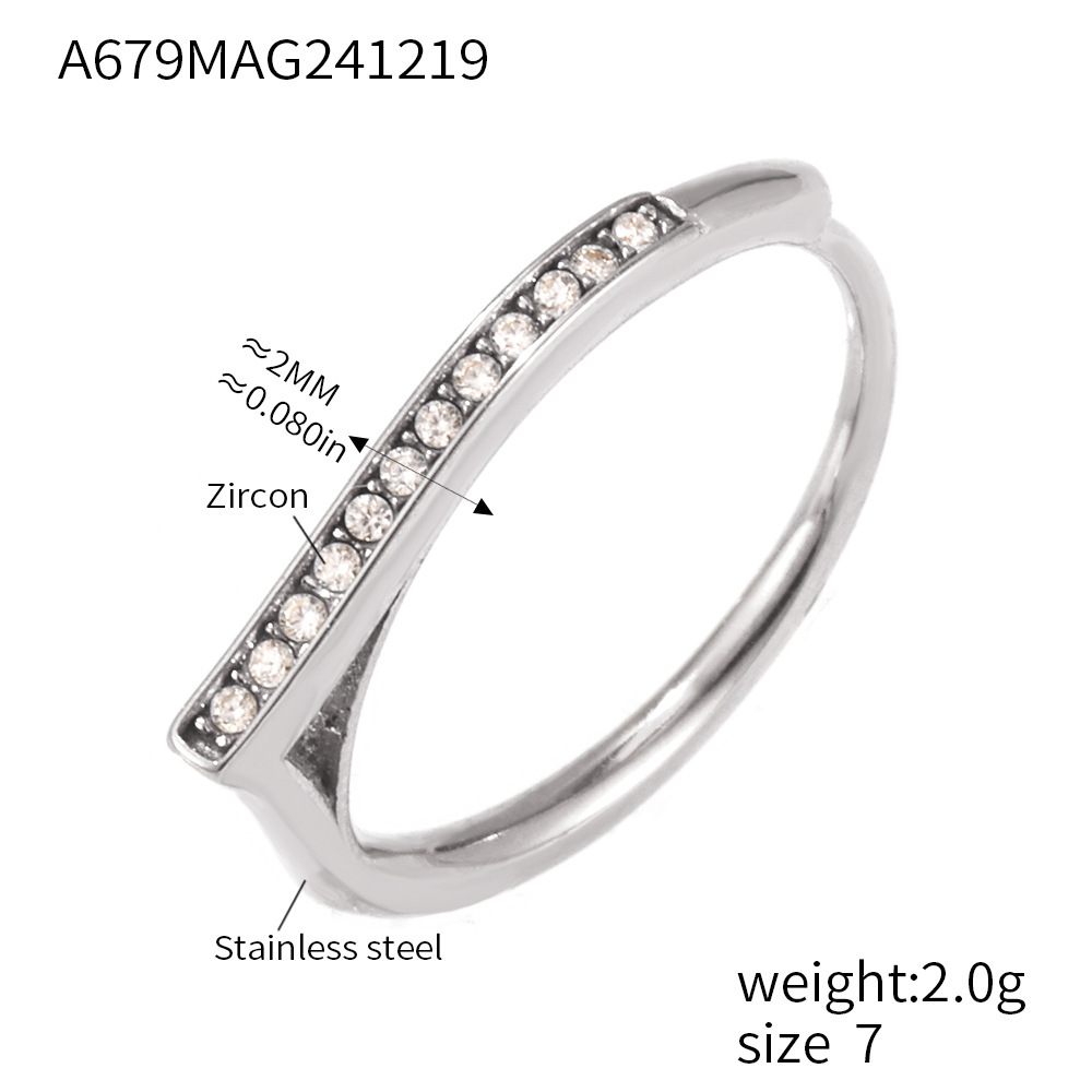 A679-steel color white zircon ring