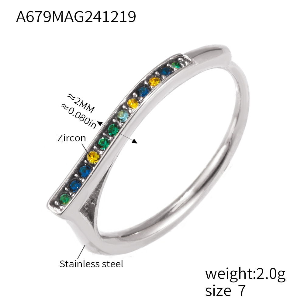 A679-steel color mixed color zircon ring