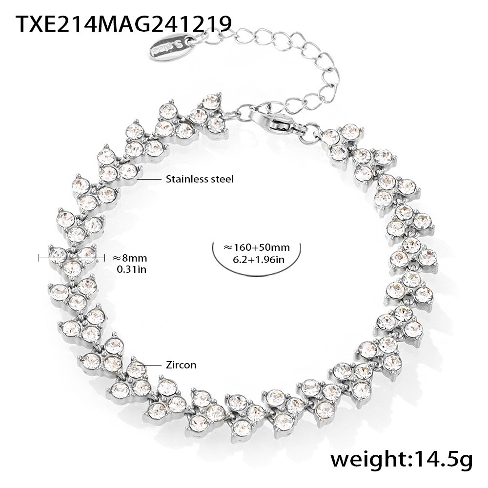 Txe214-steel color white zircon bracelet