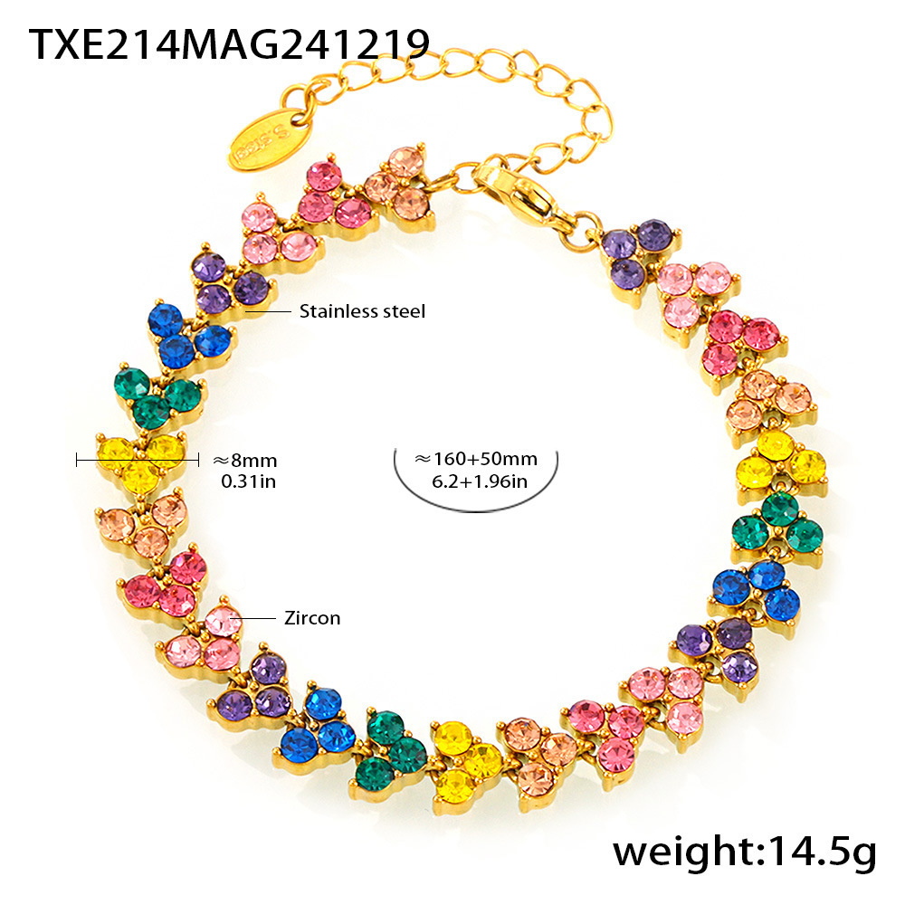 Txe214-gold mixed color zircon bracelet