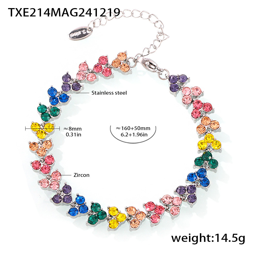 Txe214-steel color mixed color zircon bracelet