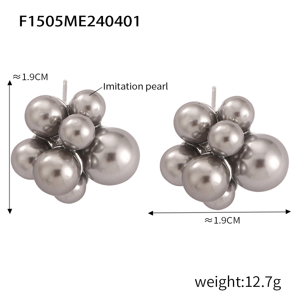 F1505-steel gray pearl earrings