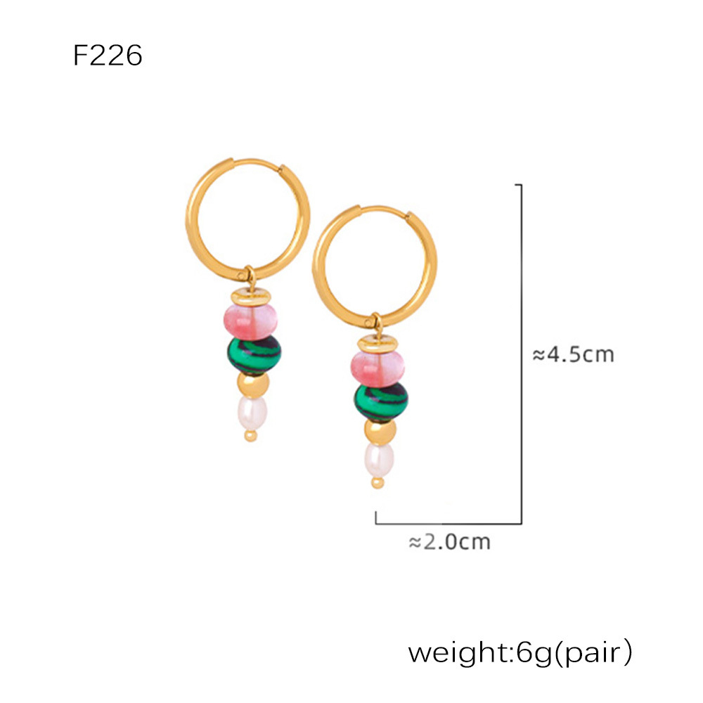 F226-green natural stone earrings