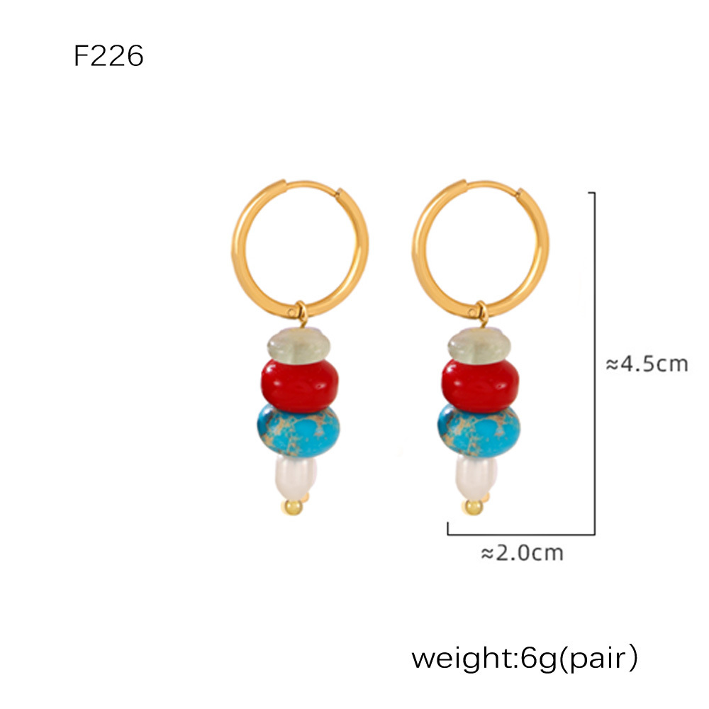 F226-red natural stone earrings