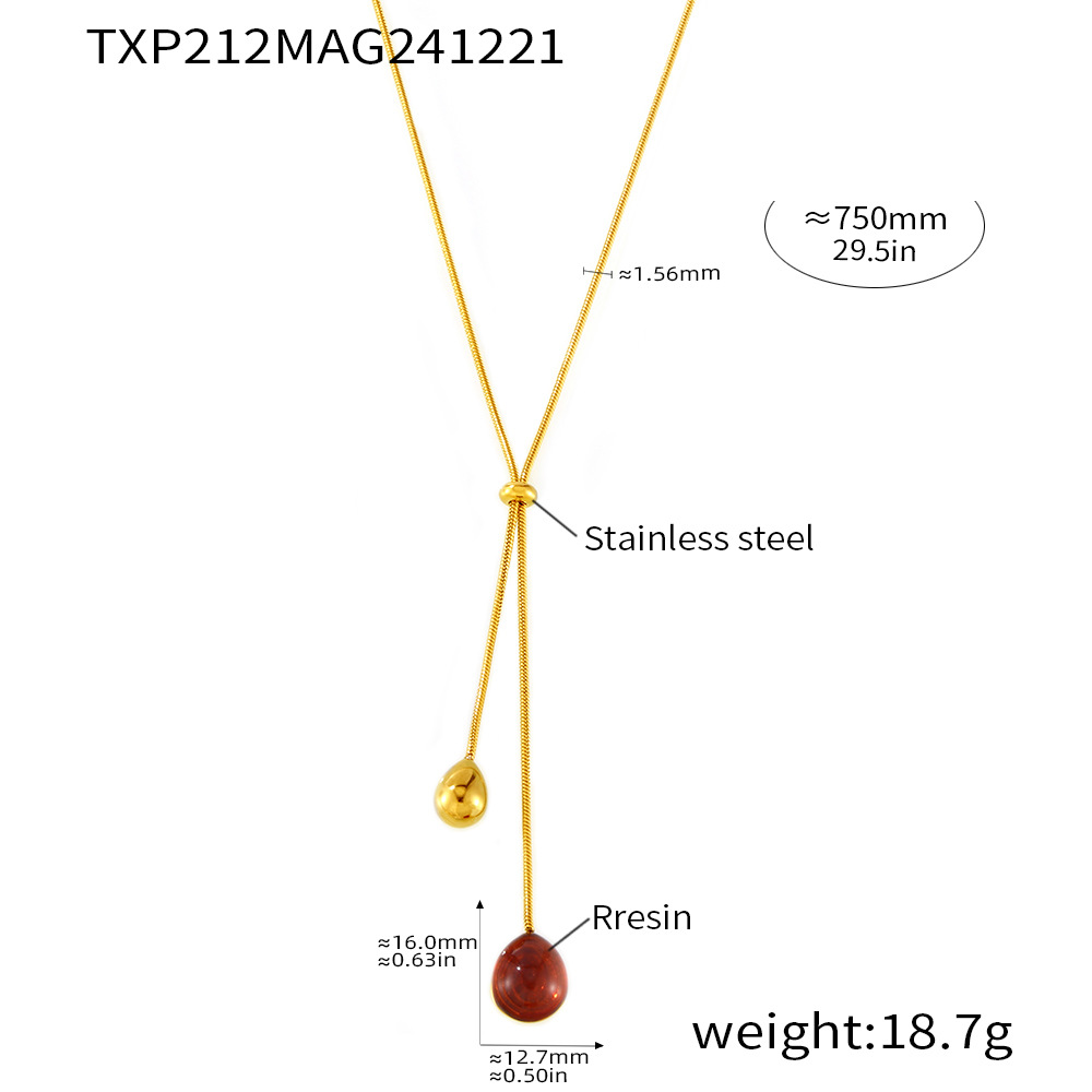 Txp212-dark red resin necklace