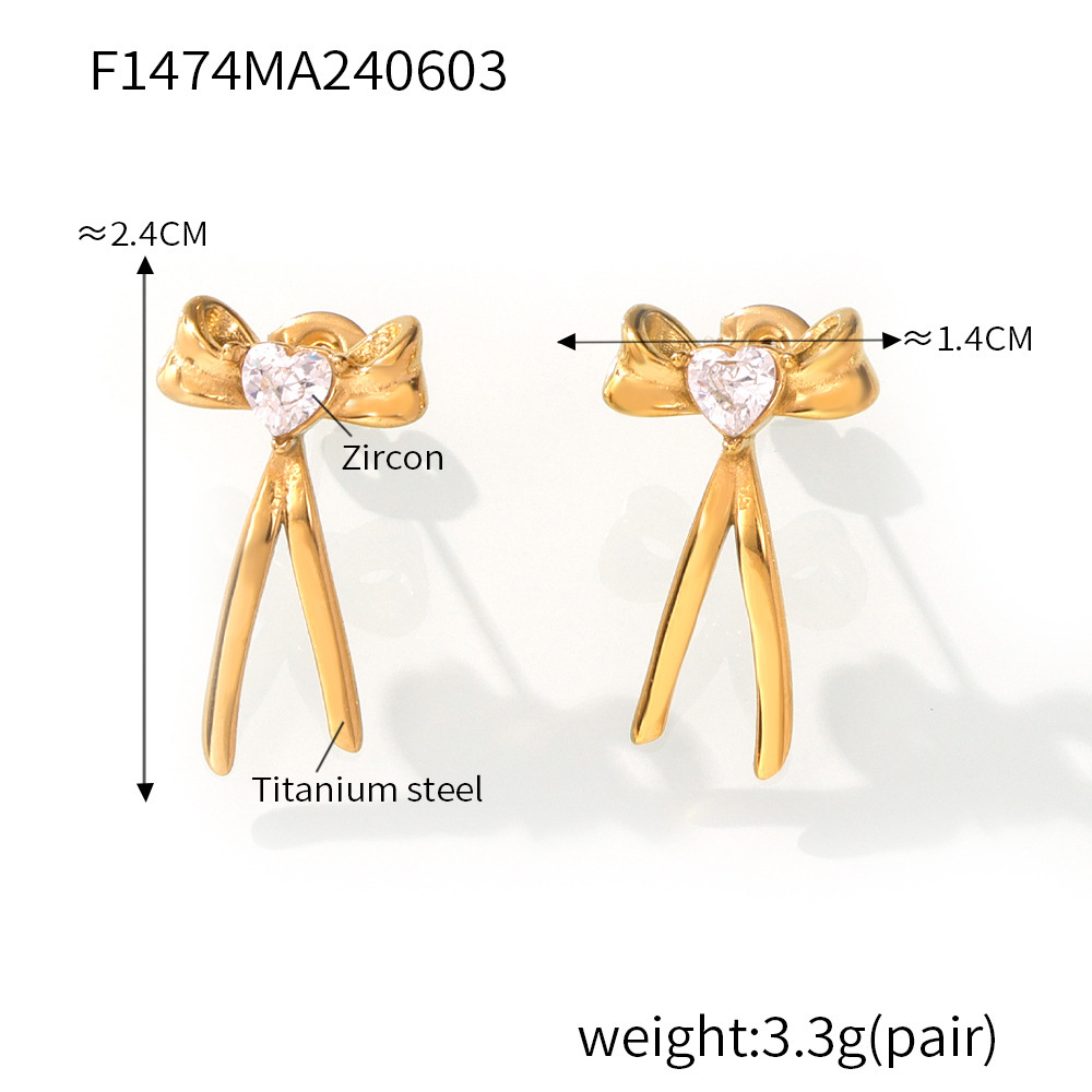 F1474-gold white zircon earrings