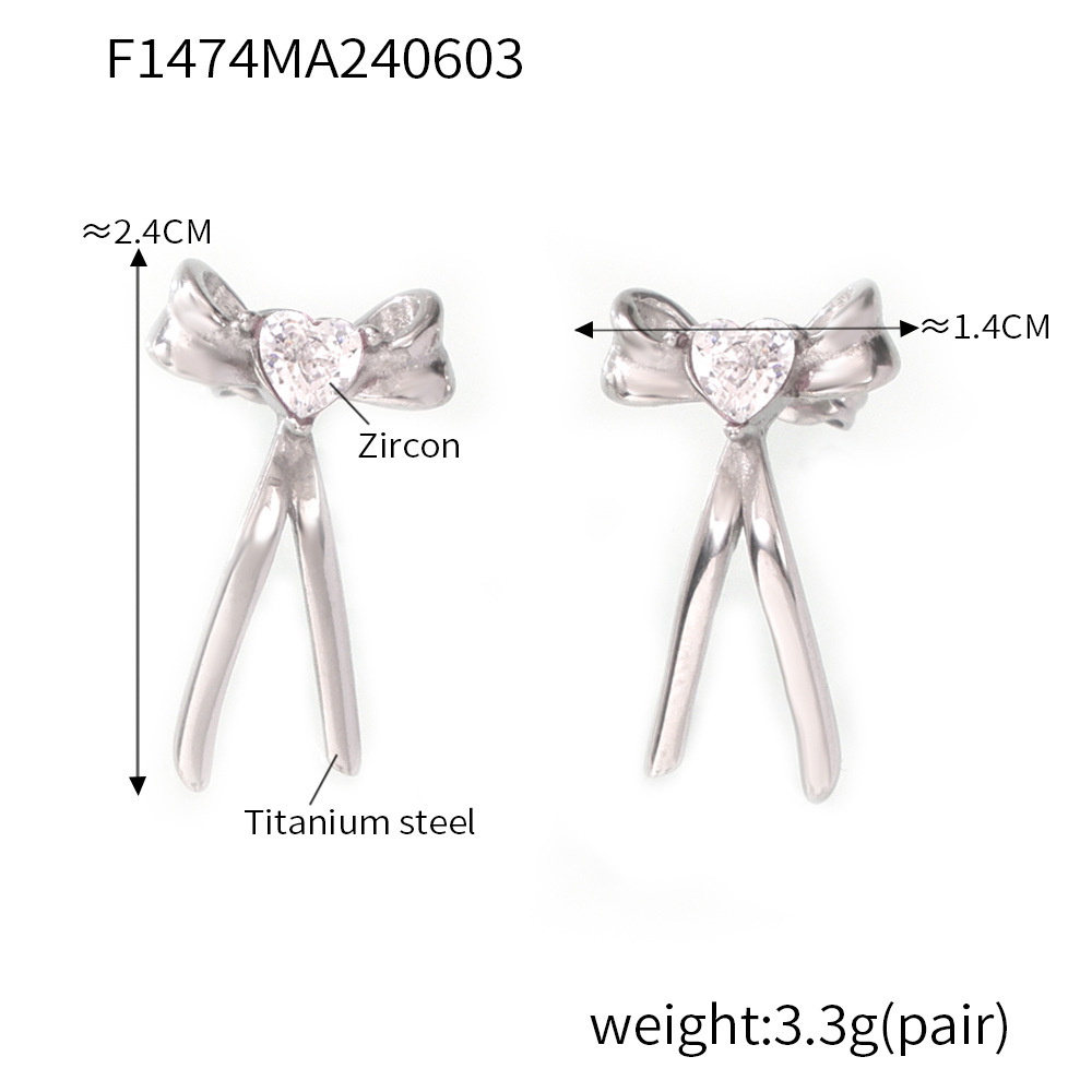 F1474-steel color white zircon earrings