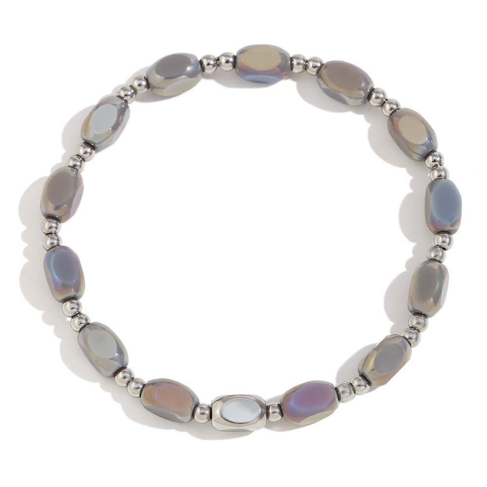 Handmade glass beaded bracelet-grey