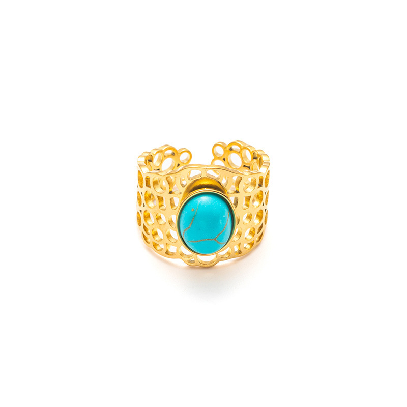 Blue turquoise gold ring