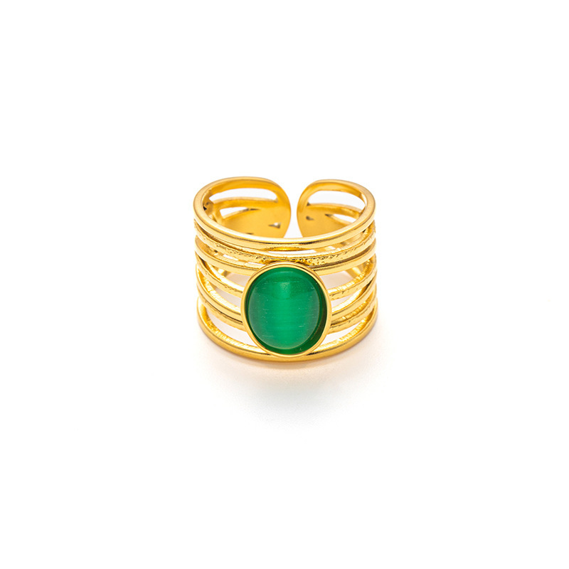 Grass green opal gold ring 1