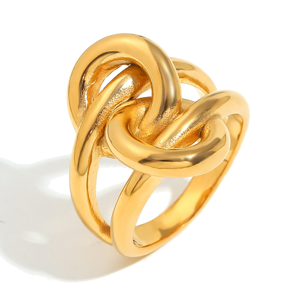 Double layer knotted wrap ring-gold