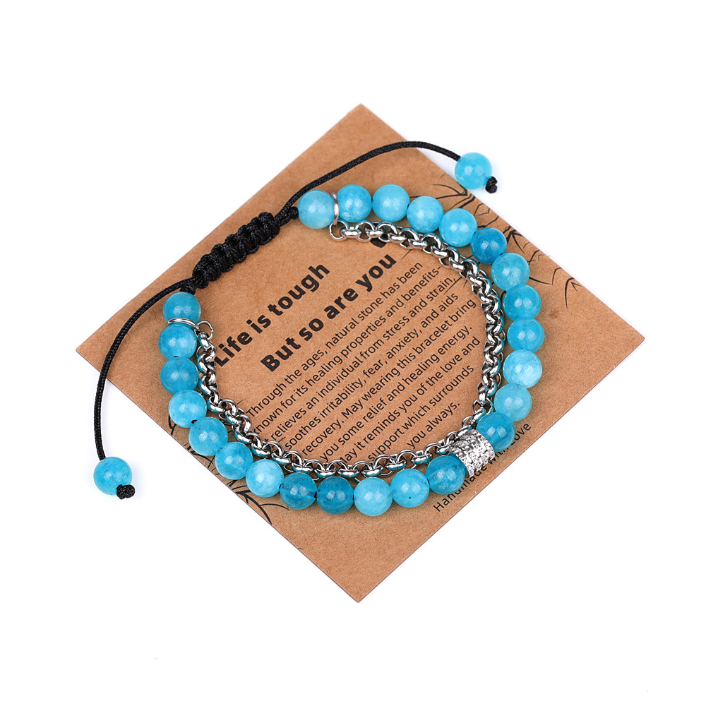 XH080A05 style 6 chain 6mm braided bracelet (with card)