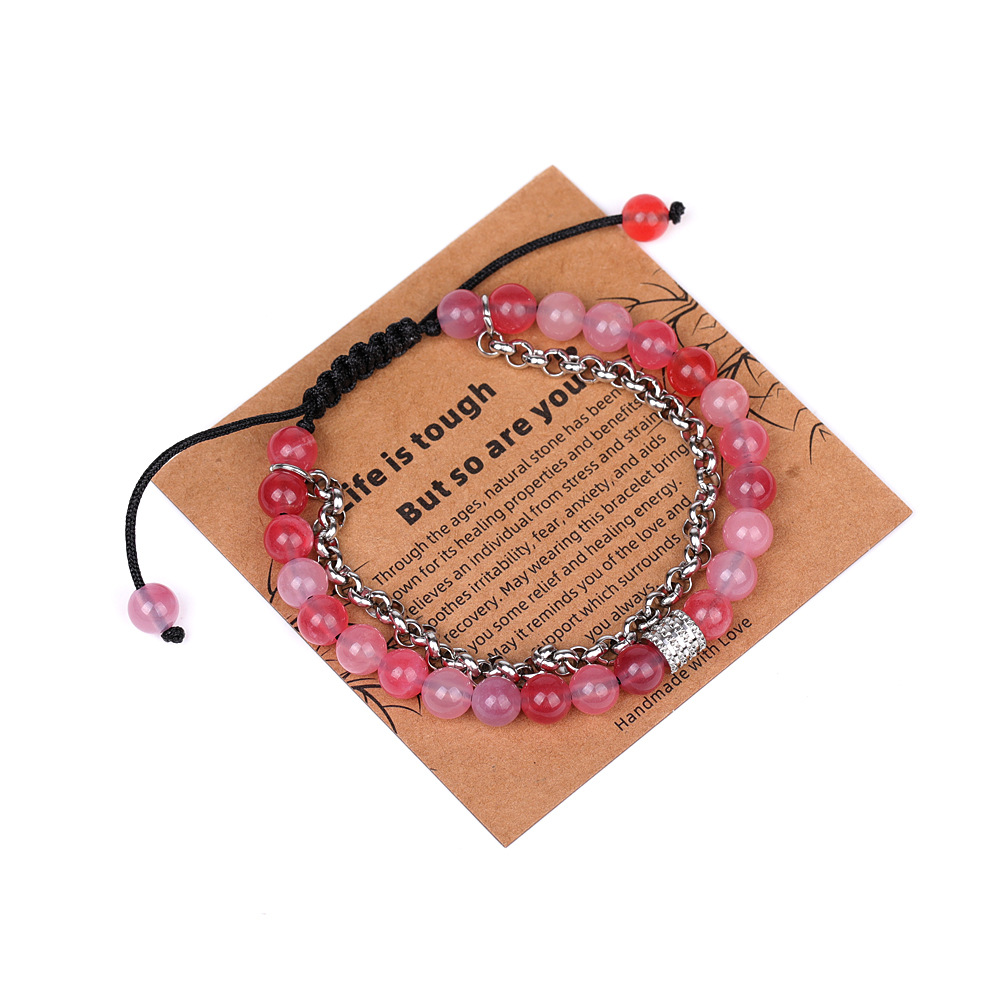 XH080A07 style 9 chain 6mm braided bracelet (with card)