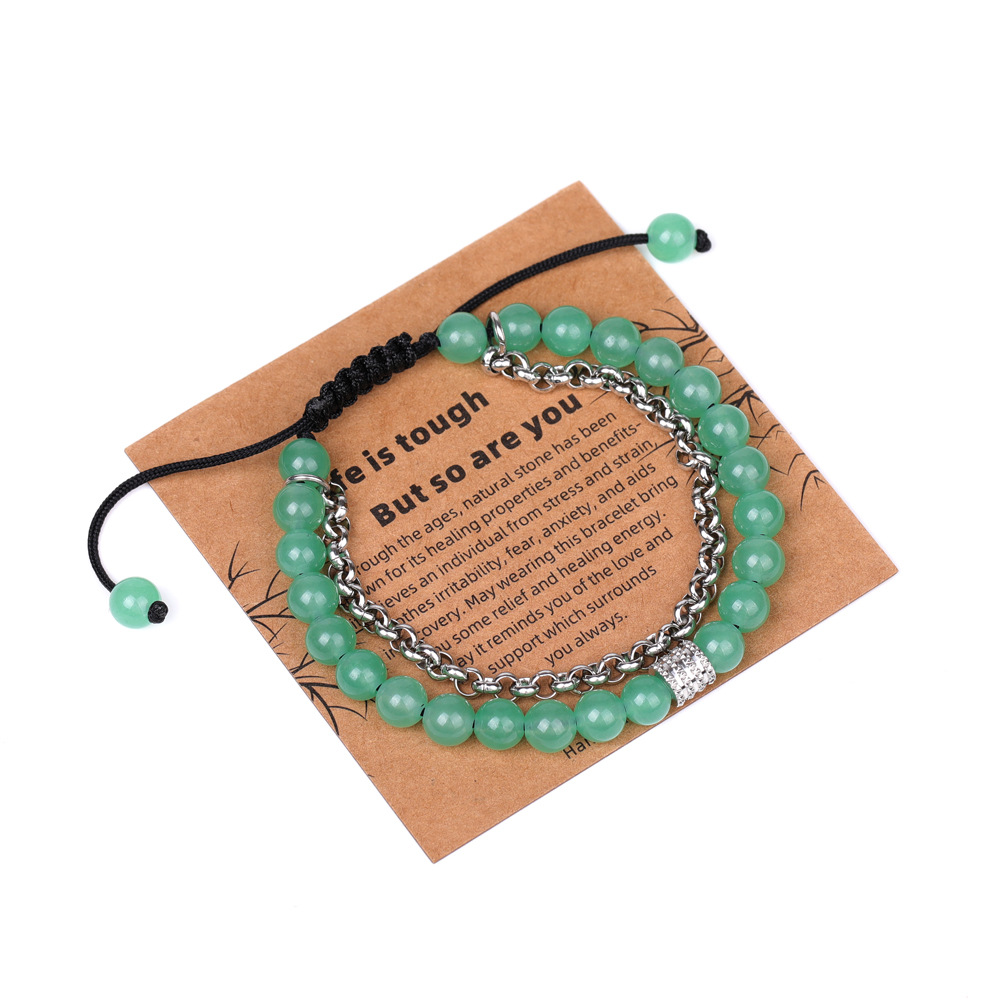 XH080A13 Green East Mausoleum chain 6mm braided bracelet (with card)