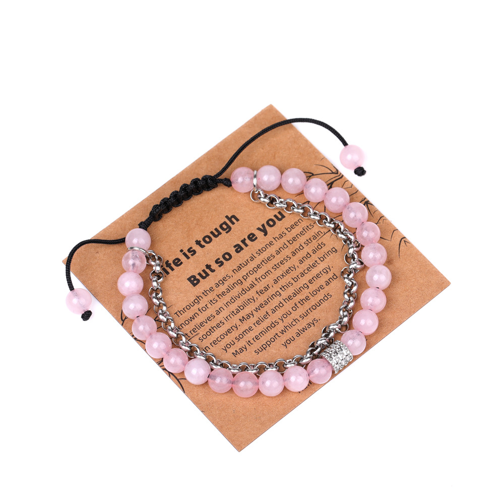 XH080A18 chalcedony chain 6mm braided bracelet (with card)