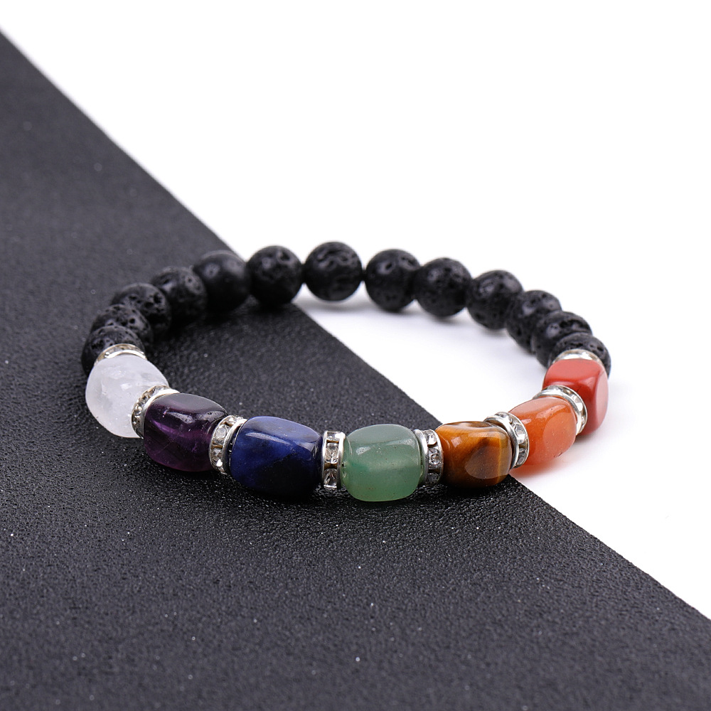 SY977A01 volcanic stone   colorful with shape agate micro diamond bracelet