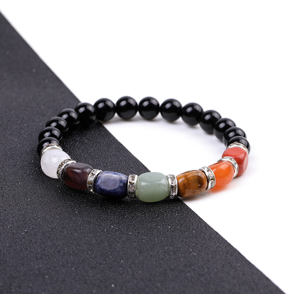 SY977A02 bright black stone   colorful with shape agate micro diamond bracelet