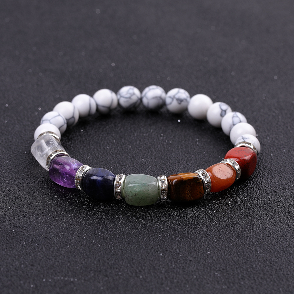 SY977A04 synthetic White Pine   colorful with shape agate micro diamond bracelet