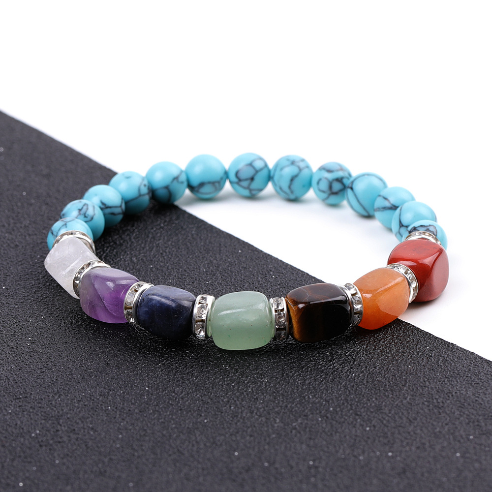 SY977A05 synthetic green pine   colorful with shape agate micro diamond bracelet