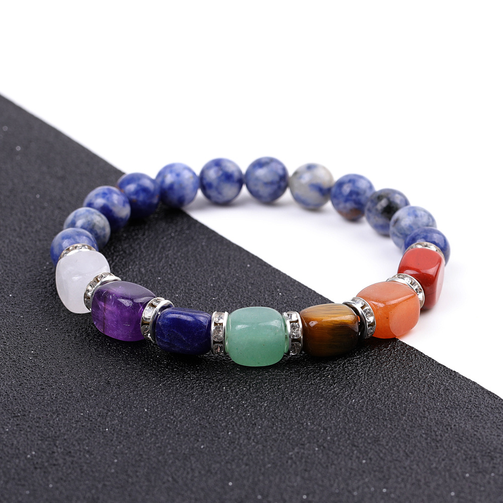 SY977A08 white dot blue   colorful with shape agate micro diamond bracelet