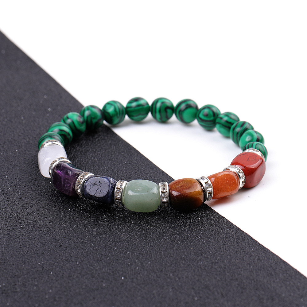 SY977A09 malachite   colorful with shape agate micro diamond bracelet