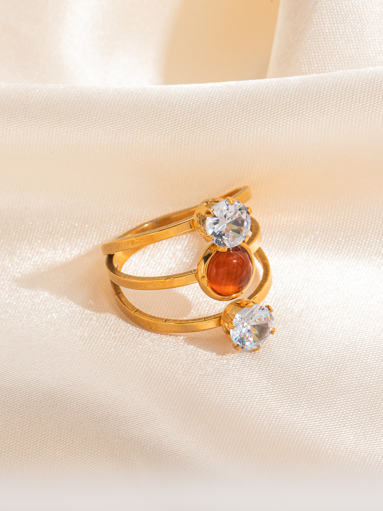 Diamond orange gemstone ring