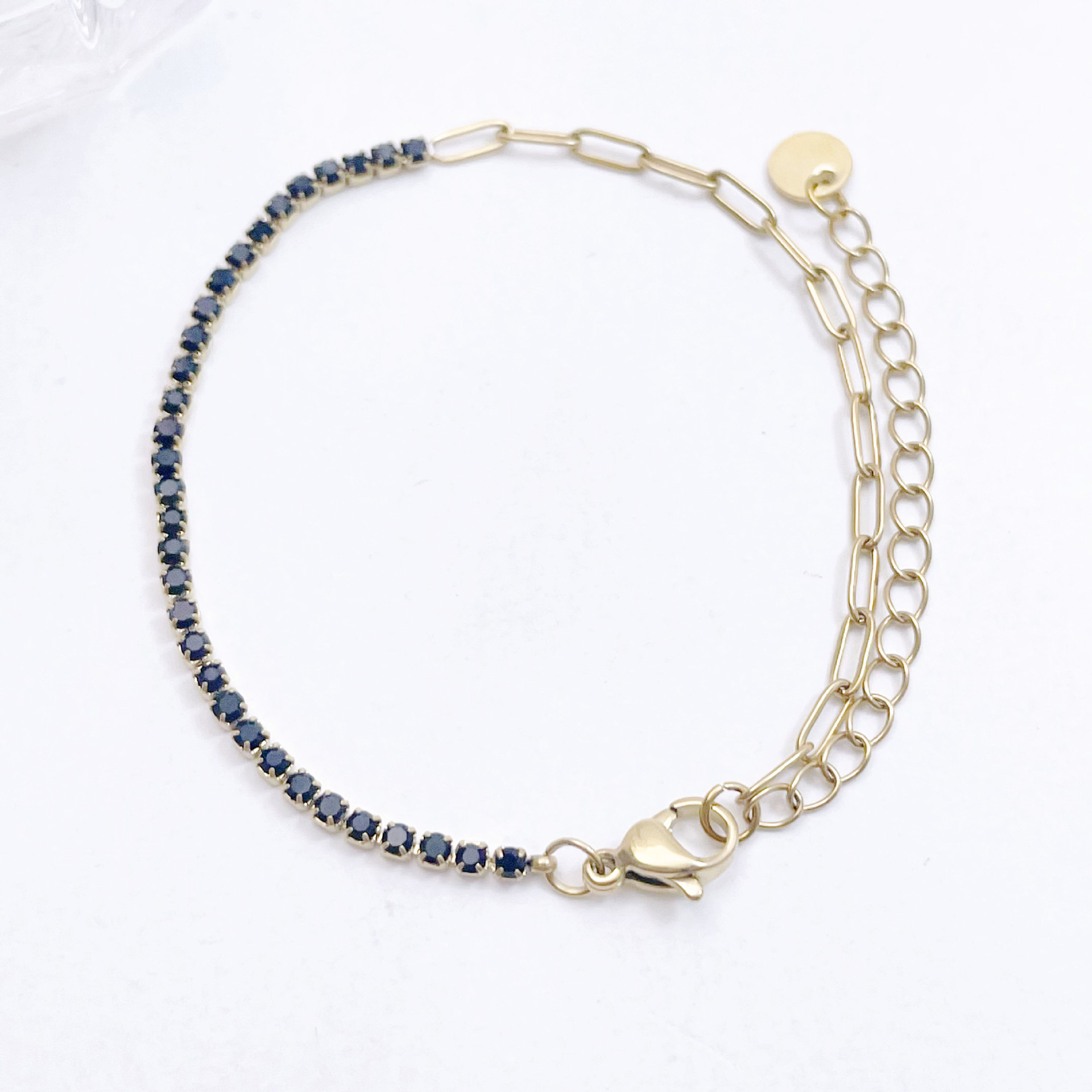 Half black diamond bracelet gold