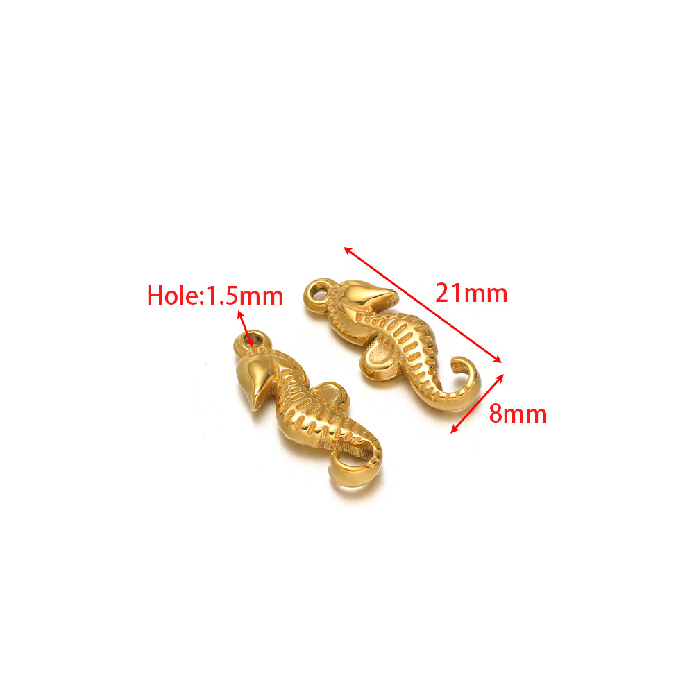 8*21mm hydraulic seahorse pendant with 1.5mm single hole in gold