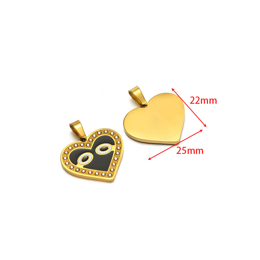 22*25mm golden heart dot diamond black and white oil drop pendant clip 5*10mm melon seed buckle